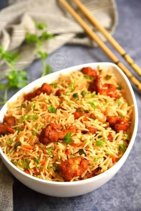 Veg Manchurian Rice (वेज मंचूरियन राइस)